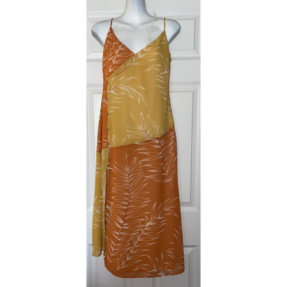 CAMILA COELHO Vivienne midi dress Orange Yellow SMALL revolve w/extra button - Picture 2 of 11